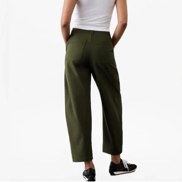 Athleta Skyline High Rise Barrel Leg Pant Aspen Olive Size 16 - Picture 6 of 11